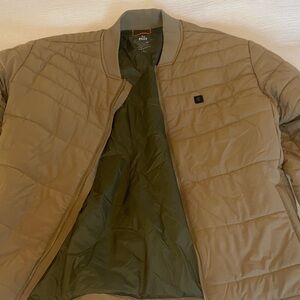 Roark Men's Tan and Olive Puffer Jacket (Nylon Stretch Shell) (L) Large